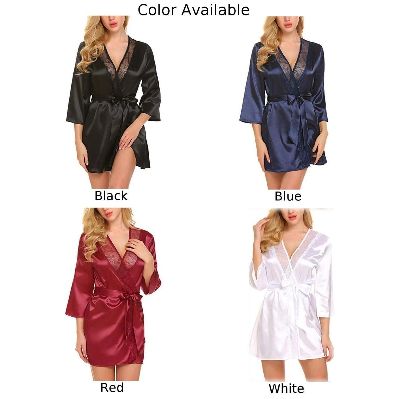 Women Satin Comfy Silky Robes Summer Wrap Dressing Gown Bathrobe Nightgown Pajamas Dress women sleepwear,sleepwear pajamas,silk robe,women dress