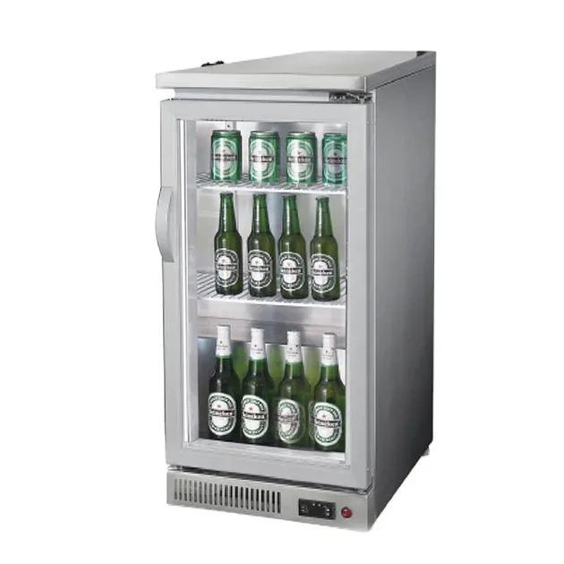 Commercial Mini Bar Glass Door Fridge Beverage Wine Cooler With Led Light