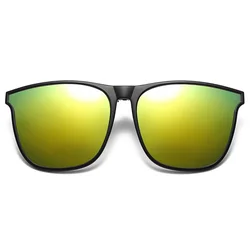 Unisex Vintage Photochromic Clip - On Polarized Sunglasses for Day and Night Driving (Yellow Green)