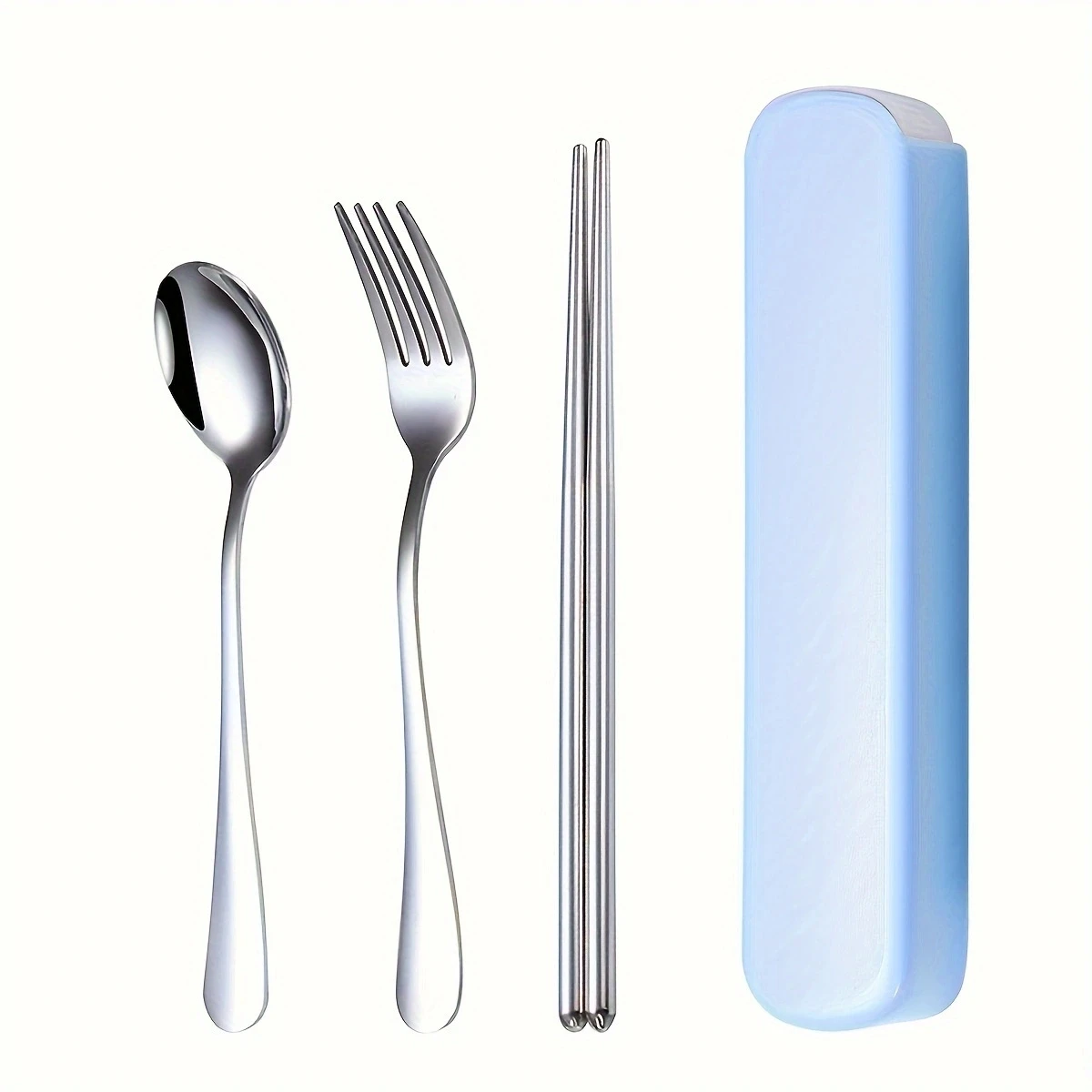 1set/2sets/3sets-Chopsticks And Spoons Set, Primary School Children's Portable Single Lunch Tableware Storage Box, Stainless