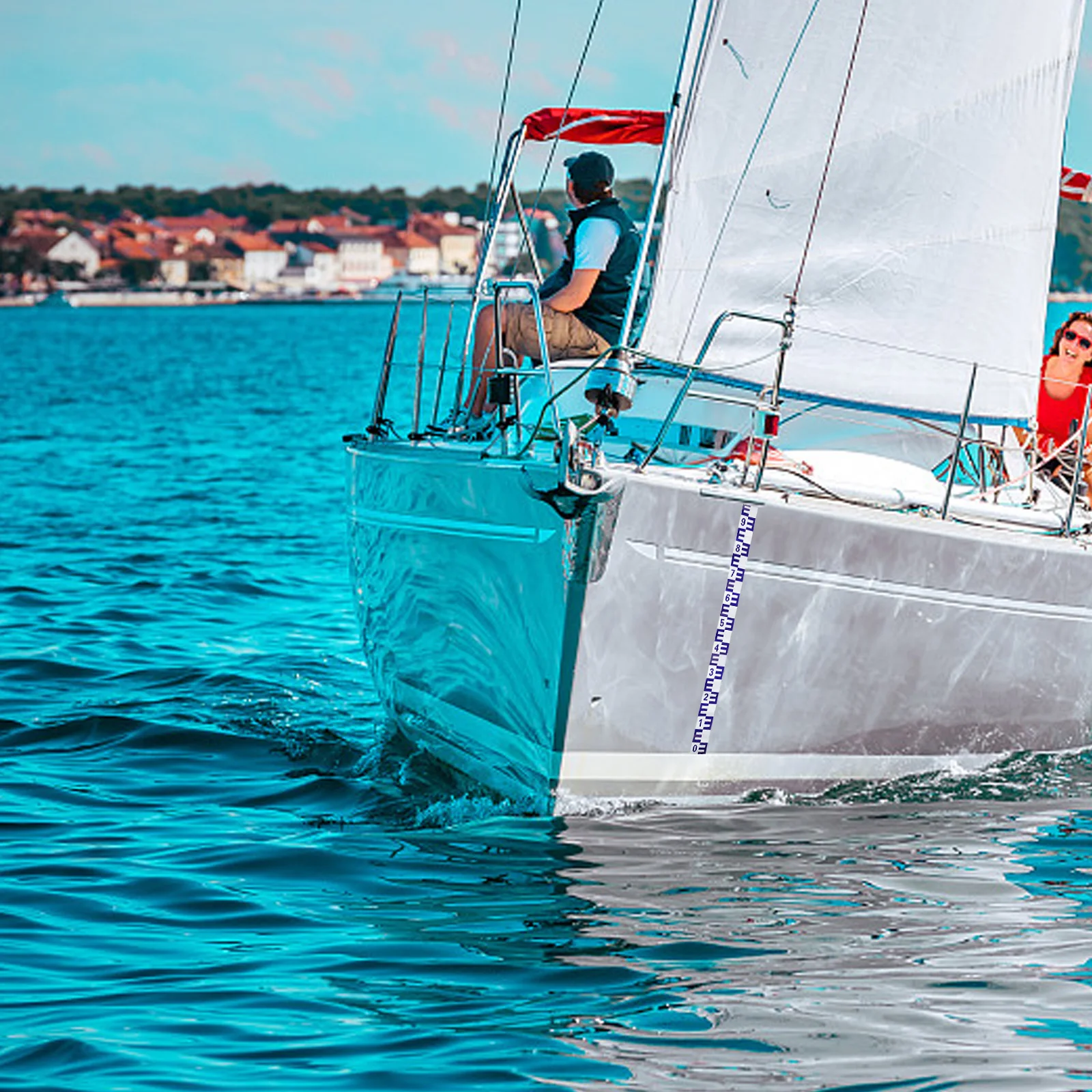 수위 게이지 자체 접착 반사 스티커 내구성있는 수위 측정 도구 보트 용 풀 연못 마커 깊이 게이지