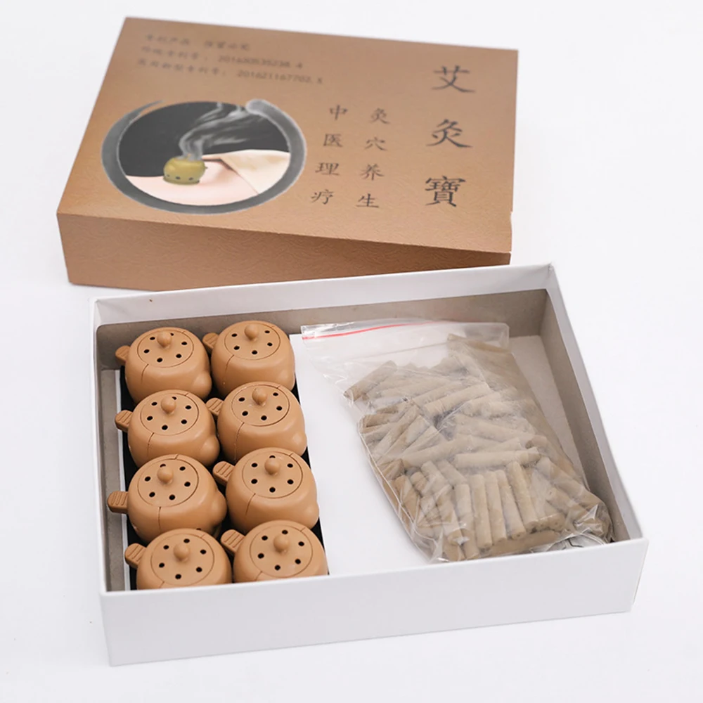 Portable Acupuncture & Moxibustion Massage 8 PCS Moxibustion Box Moxa Stick Burner Warm Cupping Accupoint Massage Therapy Health