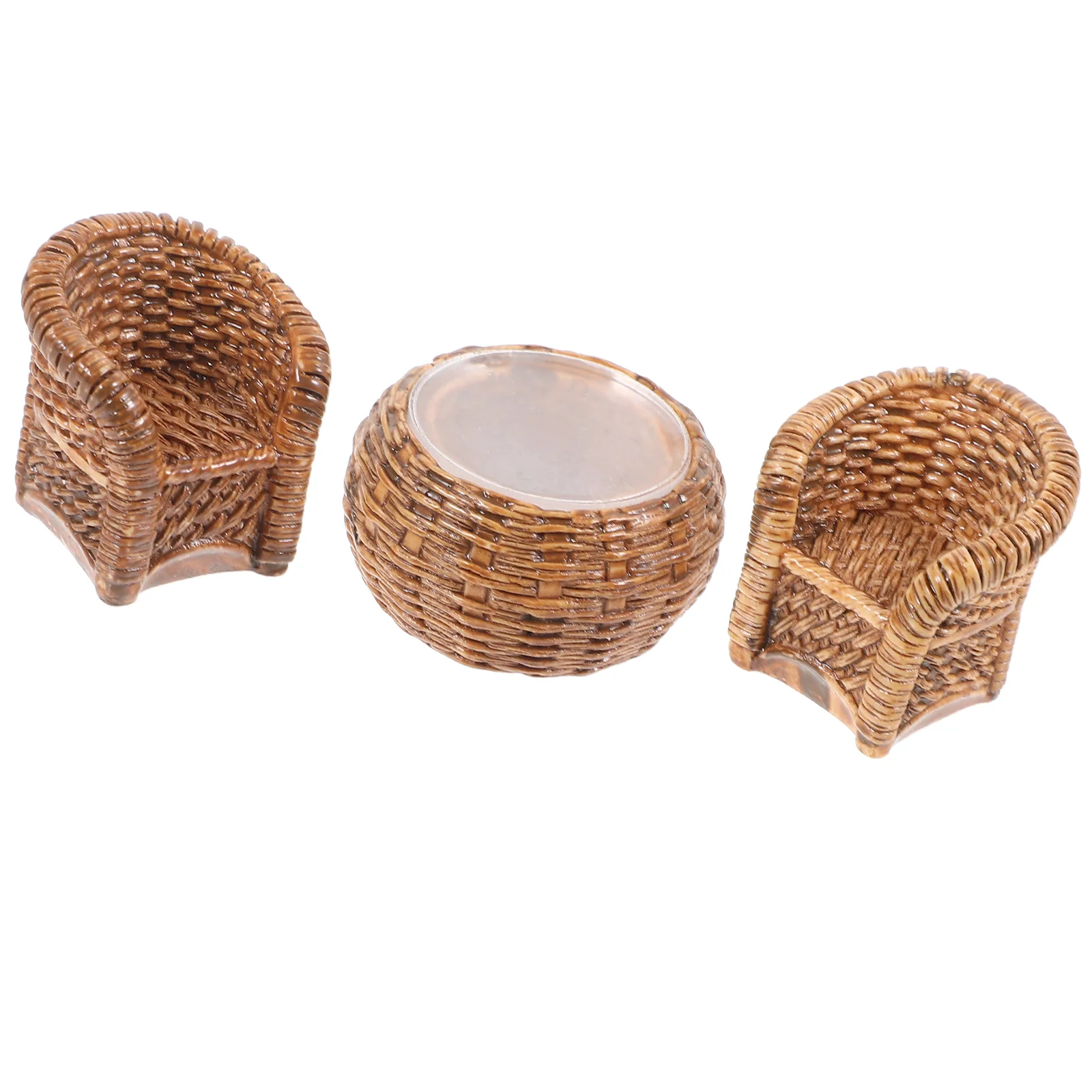 

of Dollhouse Furniture Woven Table Chair Model Set Dolls House Furniture Set Miniature Dollhouse Accessories