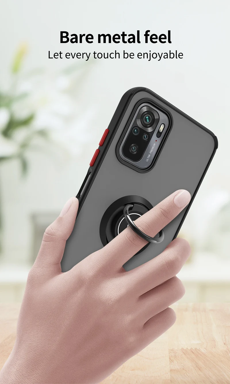 KEYSION - Custodia opaca alla moda per Redmi Note 10 Pro 5G 10S 9 Pro 8 T, con supporto ad anello trasparente, antiurto, per Redm_voghion.com