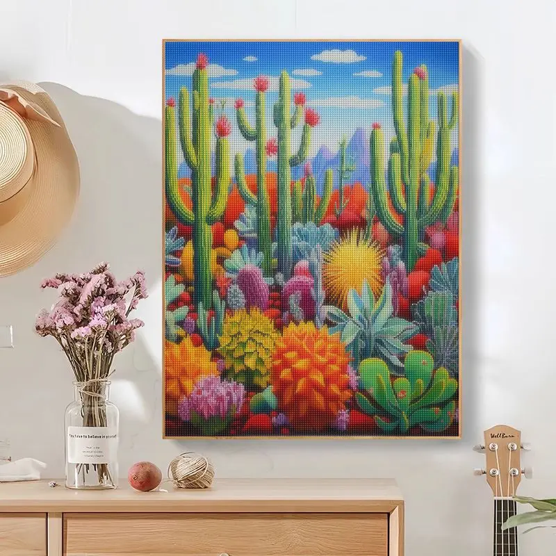 CHENISTORY Diamond Painting Kit Cactus Plant DIY Diamond Mosaic Scenery Sale Fall Home Decoration Pictures Of Rhinestones