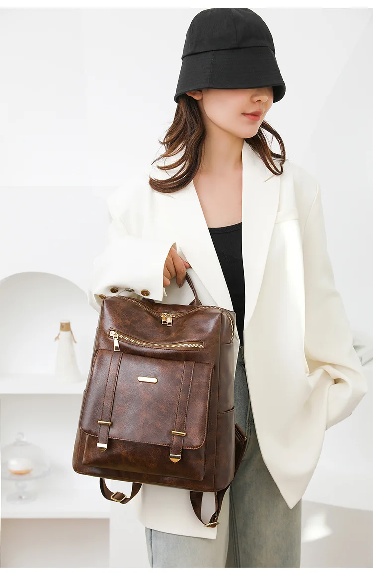 Neue Ankunft Rucksack Geldbörse für Frauen PU Leder Anti-Diebstahl Reise Geldbörse Schultertaschen – Detail 7