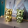 Bear Ceramic Plating Save Money Bank Nordic Home Decoration Cute Bear Sculpture Light Luxury Desktop Figurines Living Room Decor 1