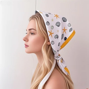 Sciarpa stampata con conchiglia da 68 cm Sciarpa da donna in fibra di poliestere autunno e inverno Sciarpe con scialle caldo alla moda e versatile 1