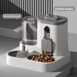 Deluxe Automatic Pet Feeder & Water Dispenser Set with Bonus Food Bowl (Grey1)