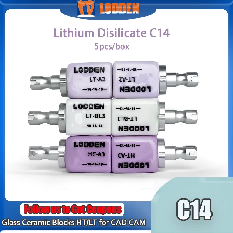 LODDEN-5pcs-box-Glass-Ceramic-Lithium-Disilicate-Blocks-C14-LT-HT-for ...