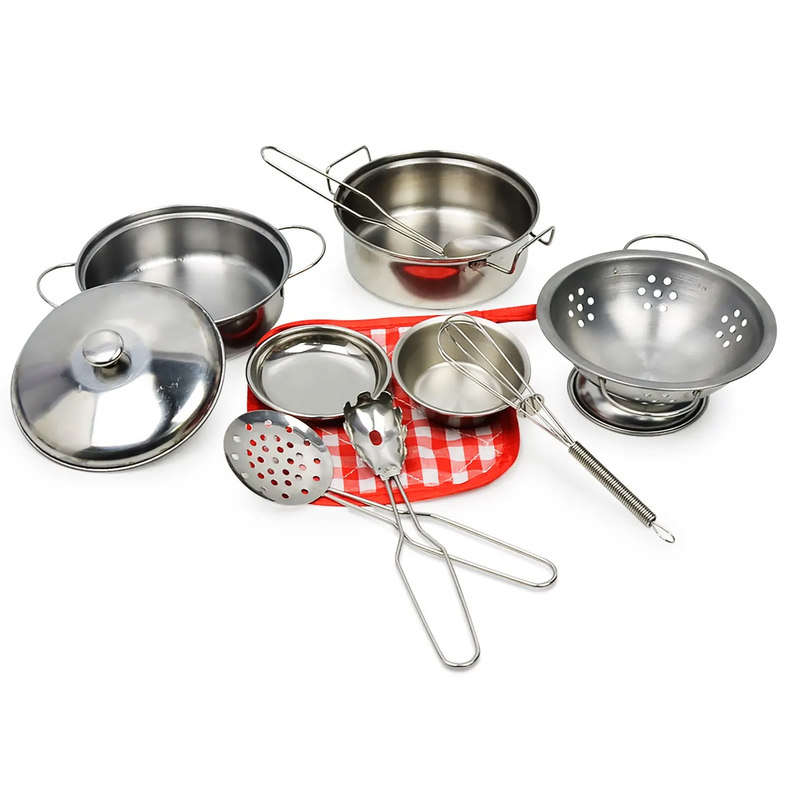 Mini Stainless-Steel Kitchen Toys Tiny Size Play House Cooking Utensil Set For Kids Educational Kitchen Experience