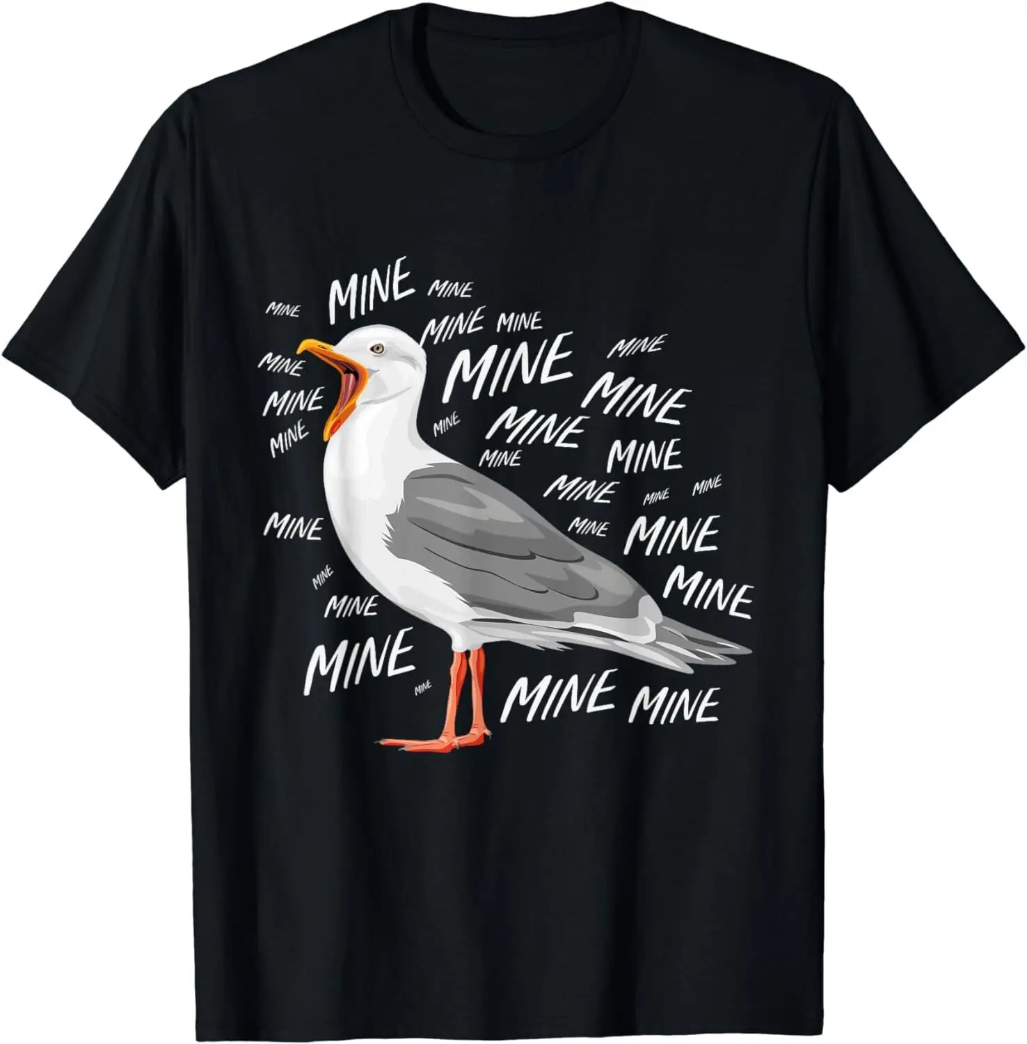 New Funny Seagull Mine T Shirt Maniche Lunghe O Corte