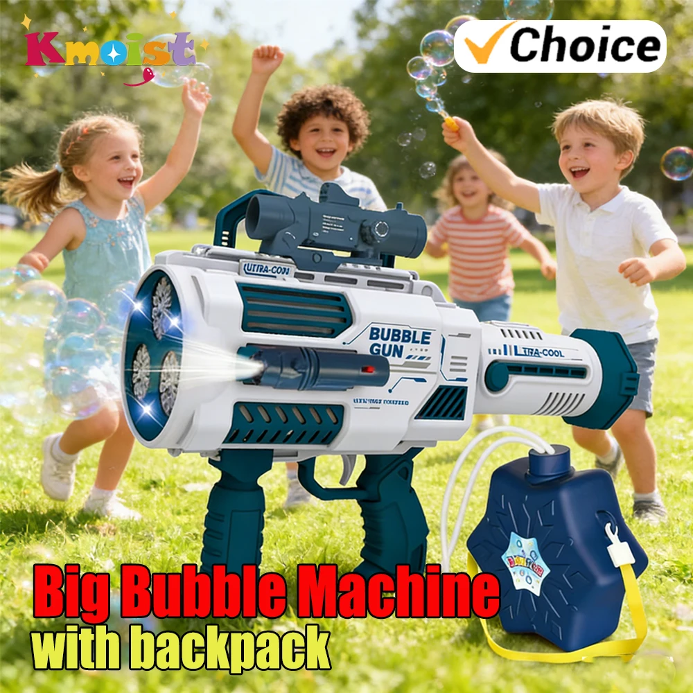Bubble Gun Toy With Backpack Soap Bubble Machine N-Hole Electric Space Launcher Pomperos Blower Blubbles Children's Day Gifts_voghion.com