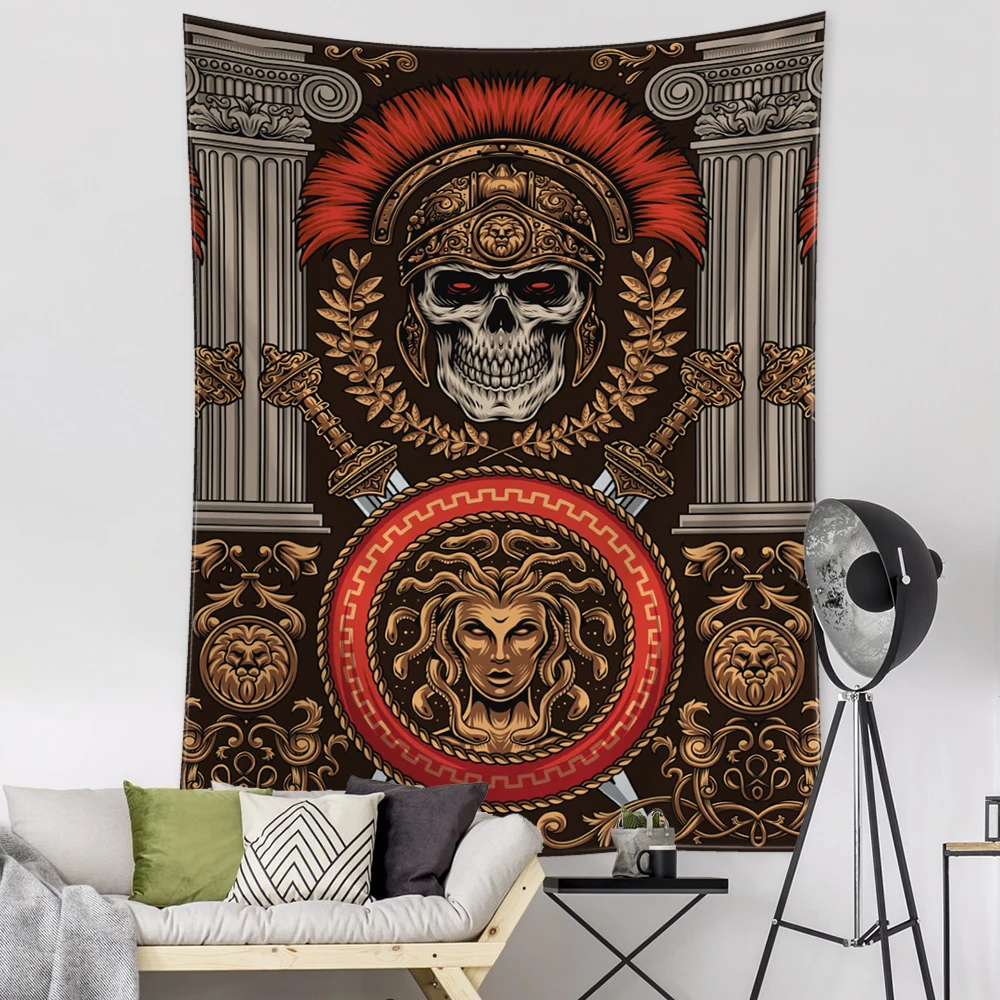 Viking Person Head Tapestry Wall Hanging Bohemian Room Dormitory Decor Ancient Psychedelic Witchcraft Mysterious