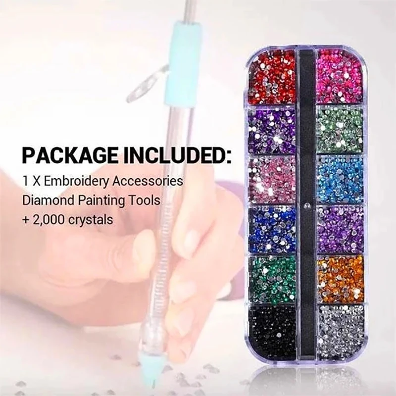 3mm Round Diamond Automatic Diamond Painting Pen Bling It On Embroidery Accessories Set Rhinestones Painting DIY Decorative Tool