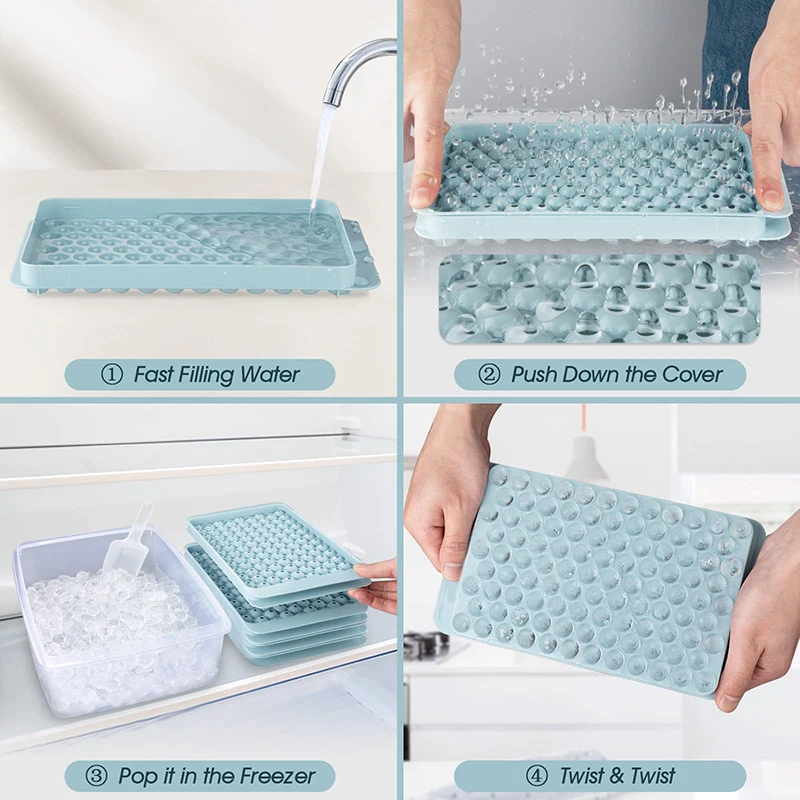 Mini Ice Cube Tray 104 Holes Round Ice Ball Molds Tiny Crushed Tray for Chilling Drinks Coffee Juice Tools Silicona BPA Free ice mold