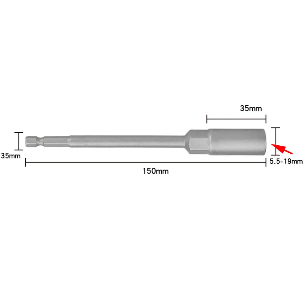 1Pc 5.5-19mm Lengthen Electric Drill Socket Head Bolt Nut Driver Bit Impact Drill Bits Adapter Socket Wrench Extension Bar 150mm 6