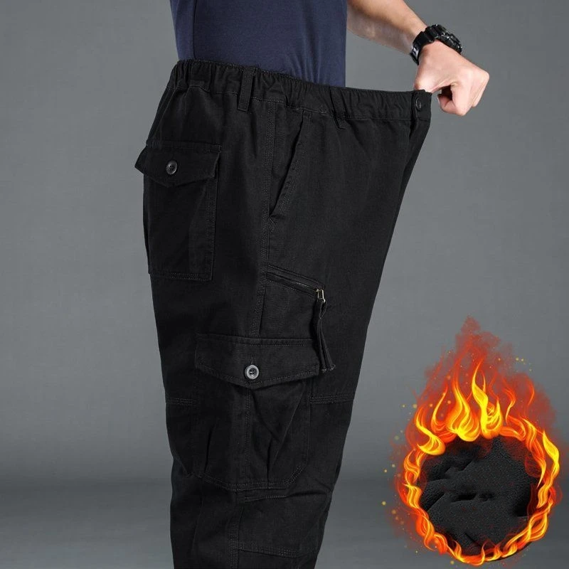 Thick Warm Stretch Military Cargo Pants Men Winter Double Layer Casual Cotton Baggy Army Overalls Multi Pocket Fleece Trousers 4
