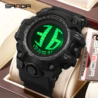 SANDA Men's Electronic Watch Outdoor Sports Waterproof LED Luminous Calendar Alarm Clock Countdown Fashion Student Digital Watch