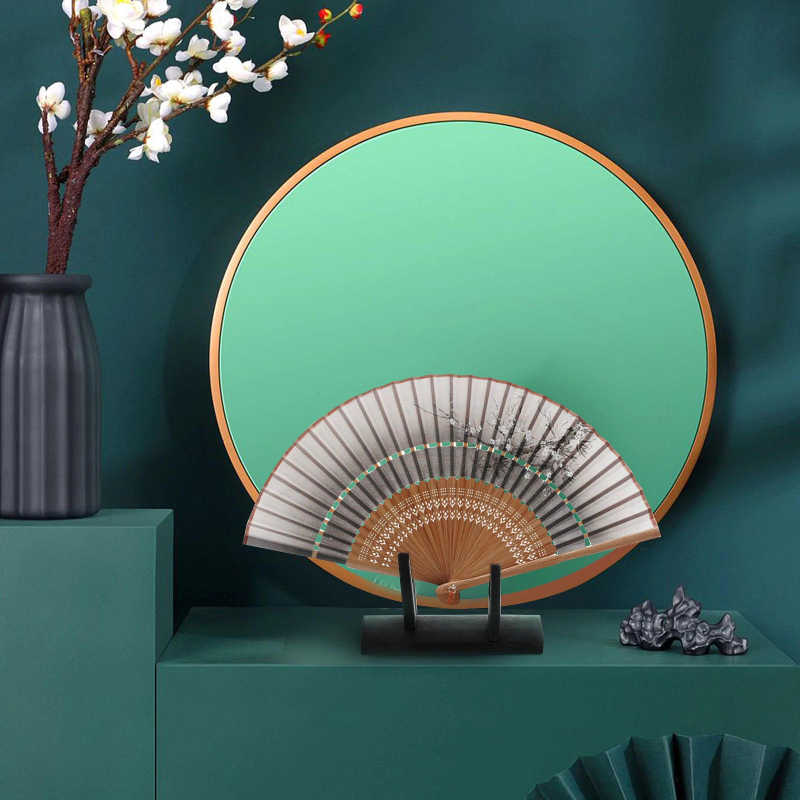 Fan Display Stand Chinese Folding Fans Stand Rack Wooden Japanese Handy Fan Display Holder stand Folding Fan Stand multiuse Frame home table decor