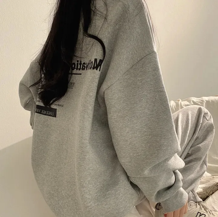 thumbnail image 1 of Sudaderas con capucha de manga larga para mujer, suéter holgado informal con estampado de letras, jerséis de gran tamaño, sudadera Harajuku, Ins, 1 of 5