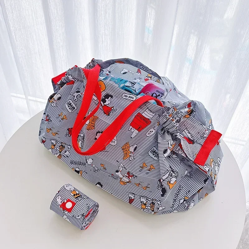 Snoopy Japanese Folding Shopping Bag One Shoulder Women's Fashion Cartoon Environmental Cloth Bag Portable Waterproof Travel 2