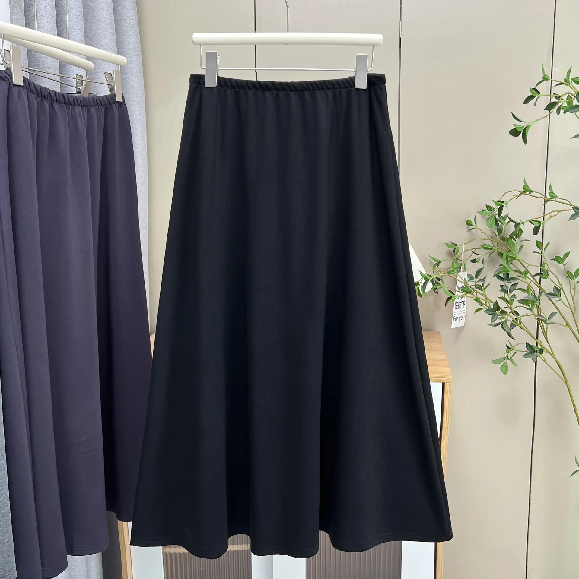 XXXXL Fashion Plus Size Women's Skirt Autumn New Simple Solid Color Soft A-line Skirt