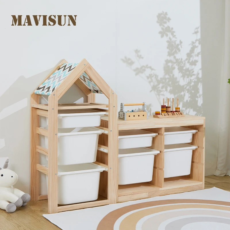 Baby Toy Storage Solid Wood Children's Multilayer Storage Rack