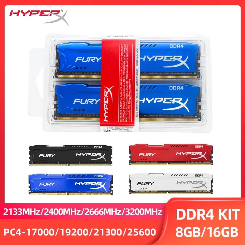 

Memoria Ram DDR4 8GB 16GB 3200MHz 2666MHz 2400MHz 2133MHz DIMM PC4-21300 PC4-25600 1.2V 288Pin Desktop Memory Hyperx Fury
