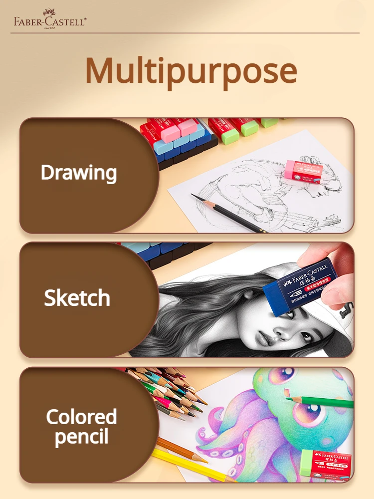 Faber Castell Art Sketch Writing Drawing Painting Rubber Erasers Exam Special Pencil Eraser For Kids Gift Stationery Pencil Eraser