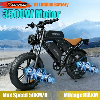 Bicicletta Elettrica S8 con Potente Motore da 3500W, Batteria al Litio 48V60AH, Freni a Disco, Pneumatici Fat da 20 Pollici, E-bike per Adulti da Montagna