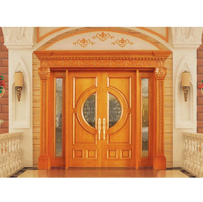 latest modern design Anti corrosion front entry doors exterior wooden casement door wooden french door