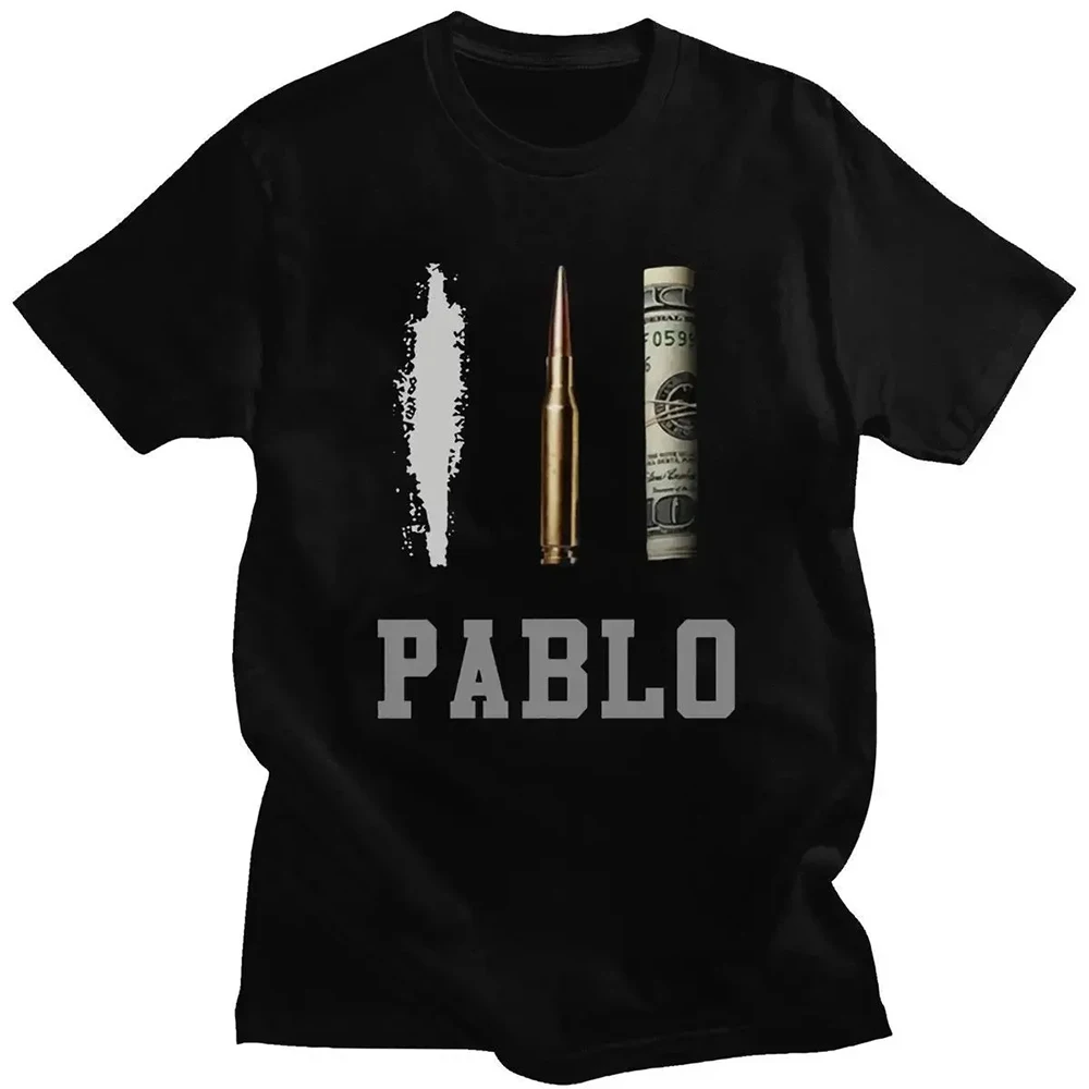 Diseño de dinero estampado Pablo Escobar Camiseta de algodón de manga corta para hombres Tops de moda ropa holgada de gran tamaño para hombres Casual_voghion.com