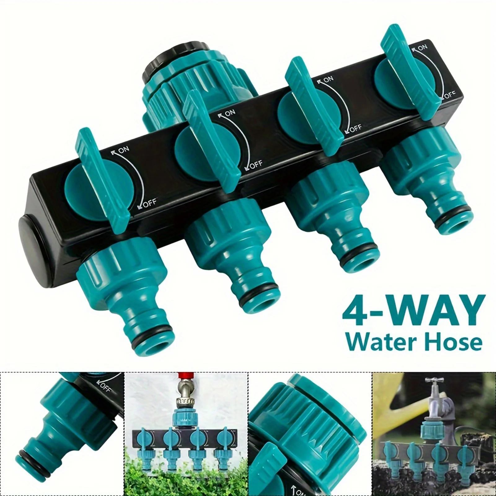 Hose Connector 4 Way Garden Hose Splitter Water Outlet Controller Agricultural Water Tap Connectors Adaptor Valves for Lawn Greenhouse