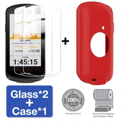 Dual - Layer Glass and Silicone Protective Case with Screen Protector Film - Edge 1040 (Red)