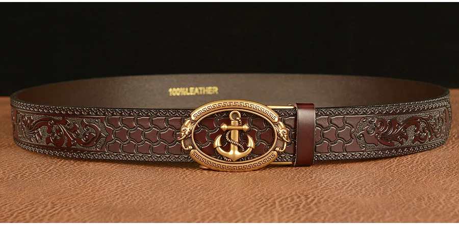 Luxuriöser Marineblauer Metallgürtel mit Automatikschnalle aus Rindsleder, Klassischer Retro-Echtledergürtel für Herren, Business-Jeans-Taillengürtel – Detail 13