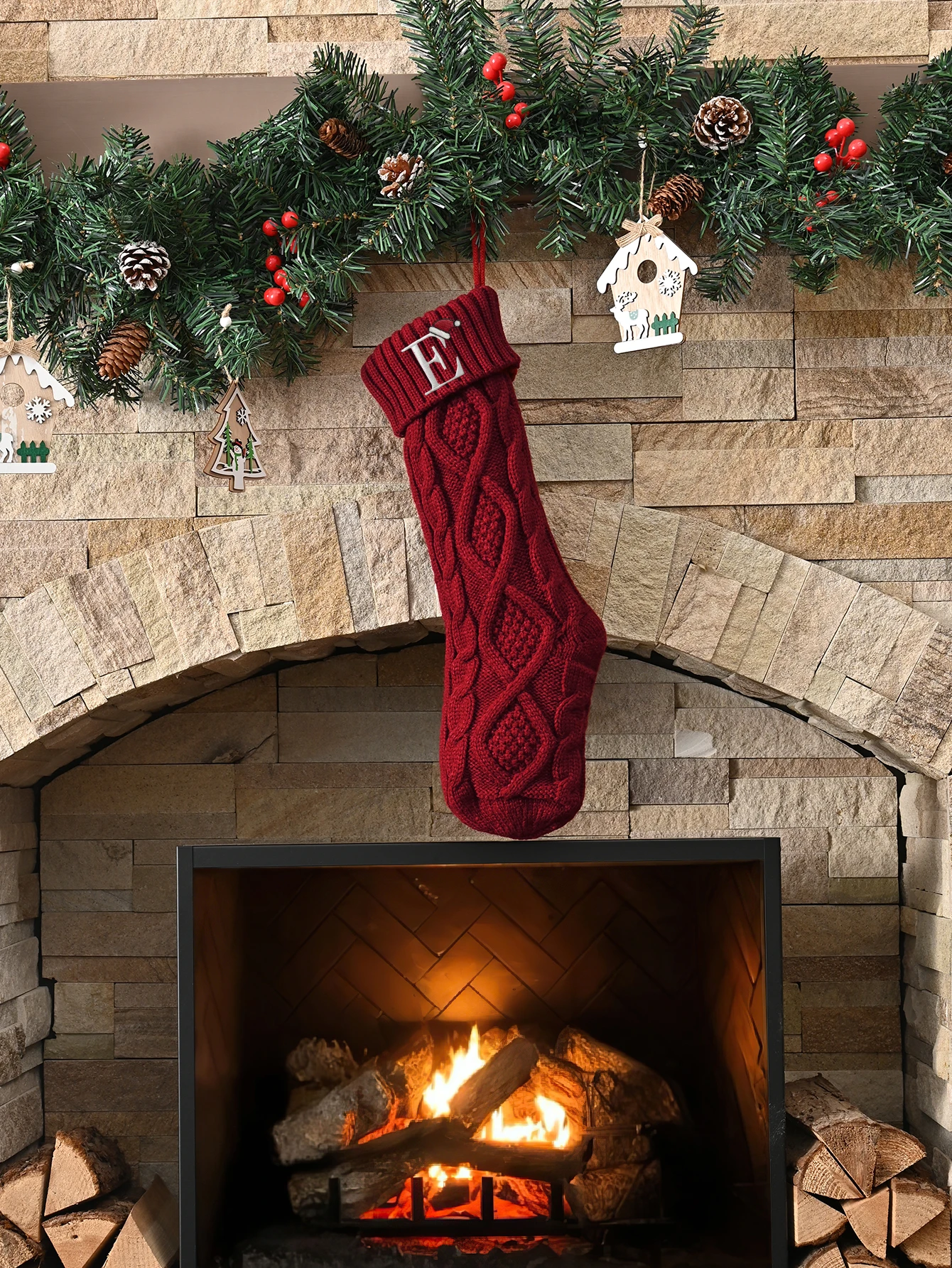 1PC Solid Color Elastic Diamond Pattern Christmas Stocking, Suitable for Christmas Decoration and Embellishment - Image 6