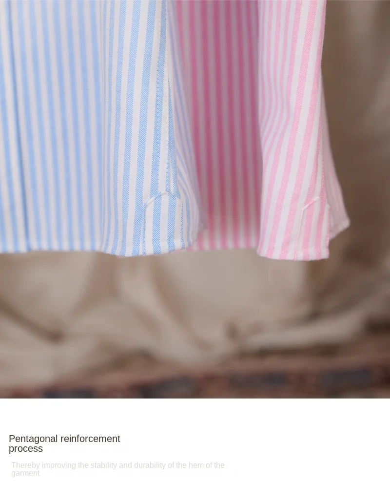 Slim-Fit-Langarmhemd aus Oxford-Baumwolle, gestreift, atmungsaktiv, lässig, Business-Hemd, Gentry IVY Herren – Detail 14