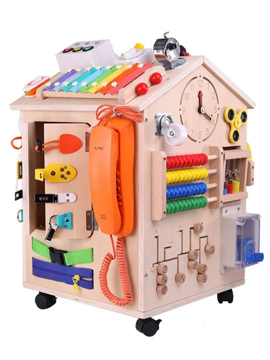 Early education toys busy house with lock puzzle baby baby steering wheel busy box