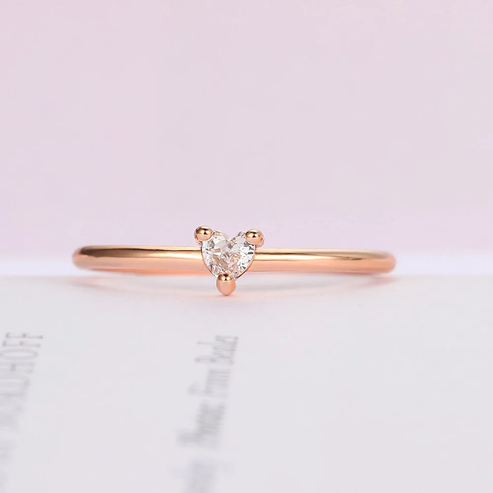 Doppelte faire Herzringe für Frauen, minimalistischer süßer Zirkonia, 3-farbig, dünner, zierlicher Fingerring, Party-Geschenk, Modeschmuck, KBR014 – Detail 7