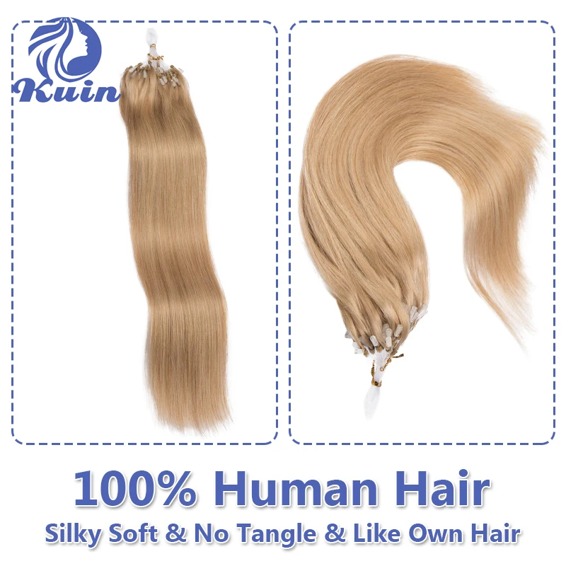 Straight Micro Loop Human Hair Extension 50G Invisible Microring Extensions Fishing Line Fushion Real Hair Natural Color