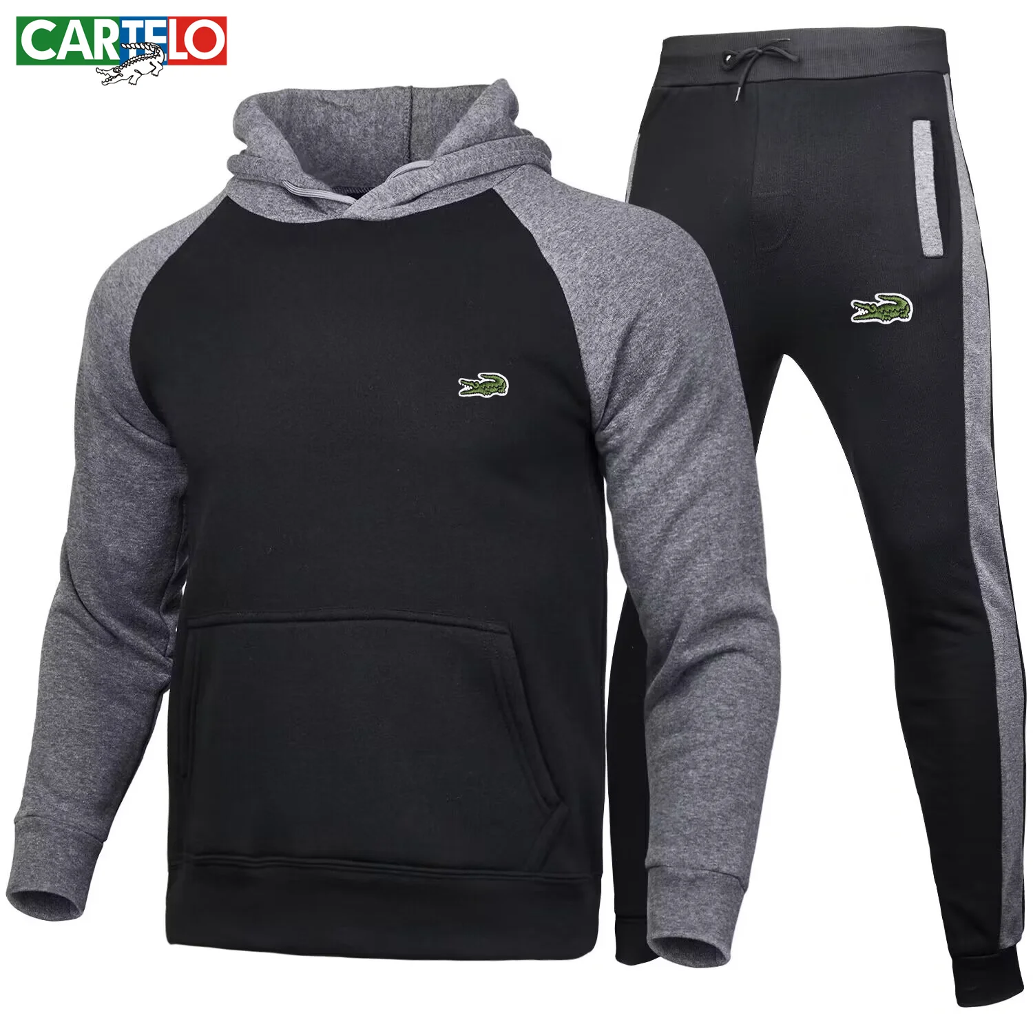 

CARTELO New Spring and Autumn Fashion Men's Embroidery Hoodie Set Casual Sweater Panel Top Pants Sportswear High Quality Clothes