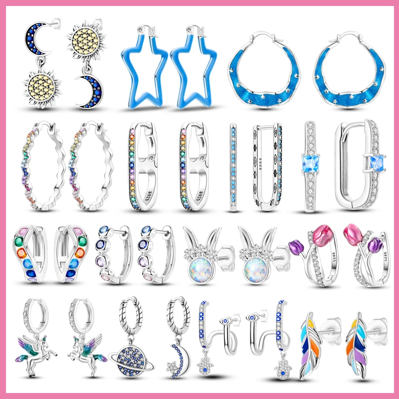 

Женские ассиметричные серьги из серебра 100% пробы, с синей звездой