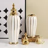 Ceramic Checkmate Jar Flower Vase Geometric Gold Edge Ginger Jar Storage Tank China Pot Porcelain Home Decoration Accessories 2