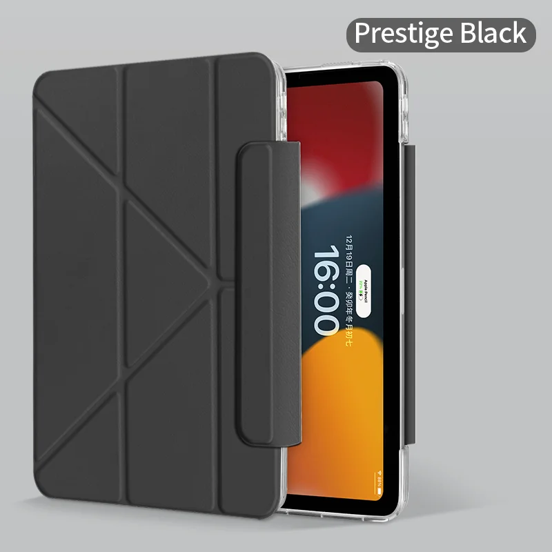 Magnetic Buckle Pencil Sleeve Case with Clear Acrylic Back, Adjustable Angles, and Auto Wake/Sleep