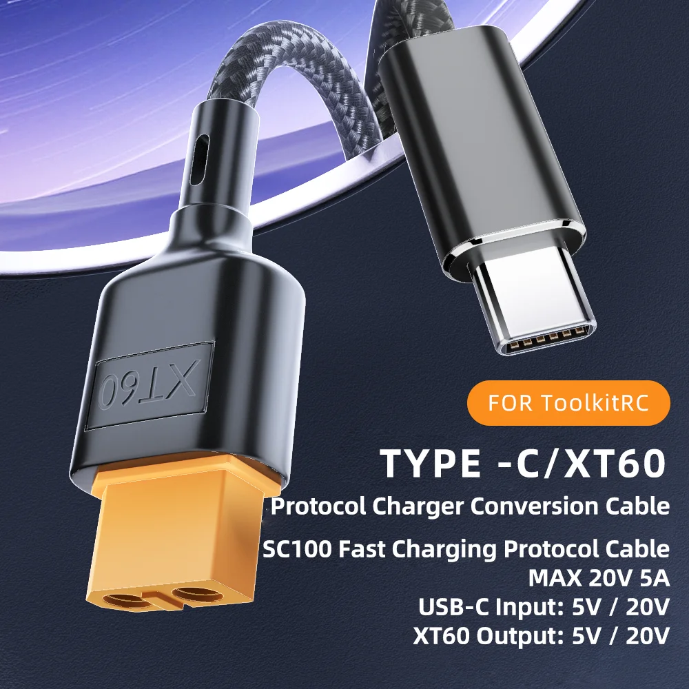 Vue d'ensemble du câble USB-C vers XT60 de 50 cm, idéal pour recharger batterie de drone.