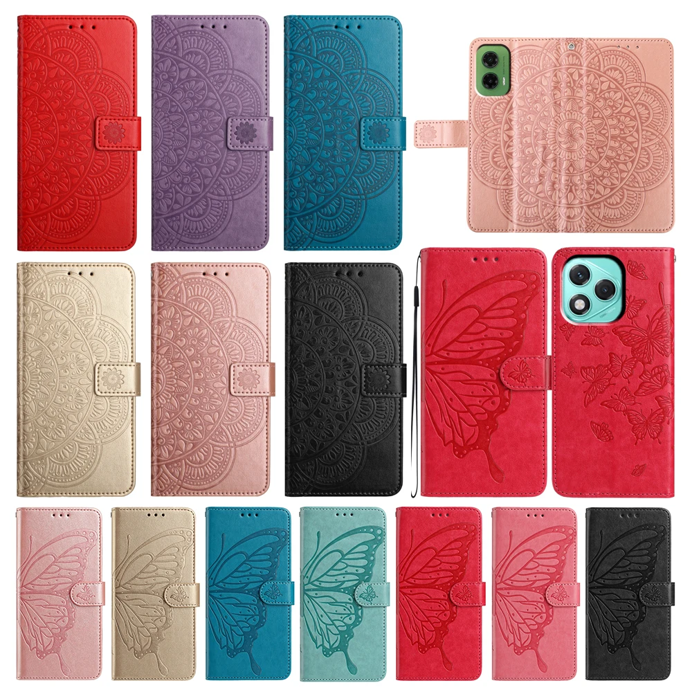 Elegant Butterfly Flower Leather Phone Wallet Case - Stylish Flip Cover with Book Design