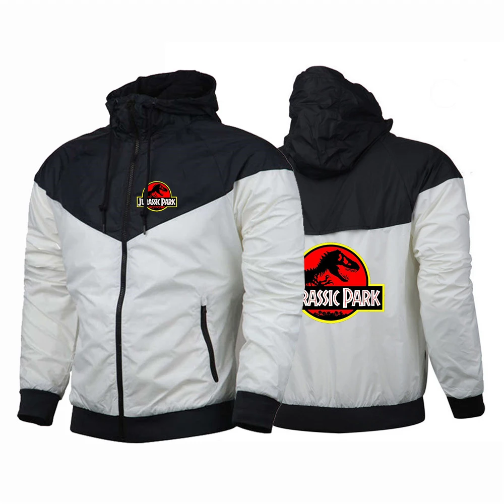 2023 Jurassic Park Men's New Spring and Autumn Windcoat Jacket Zipper Hooded Jacket Sports Jacket