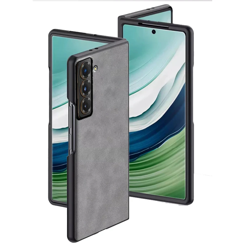 Frosted PU Leather Anti-Shock Gel Case, Compatible with Foldable Phones
