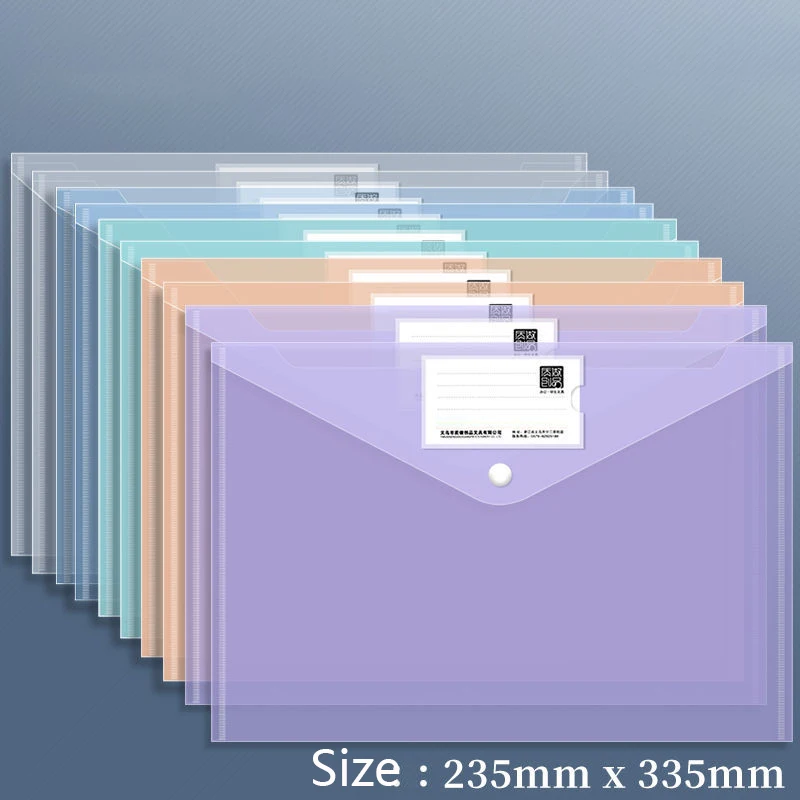 Snap Closure Transparent A4 Plastic Envelopes 10PCS, Lightweight Clear File Folders for Document Sorting 1